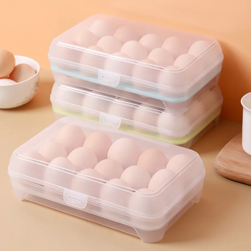 6/15Grid Refrigerator Egg Box Fresh-keeping Box Stackable Plastic Egg Protection Tray PP Material Hand-held Eggs Storage Tray