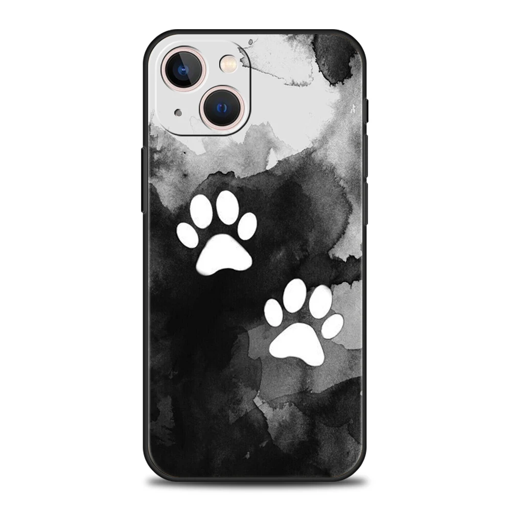 Hund Fußabdruck Pfote süße Handyhülle für iPhone 16 15 14 13 12 Pro Max XR XS 11 7 8 Plus stoßfeste Silikon Soft Shell Capas – Detail 1