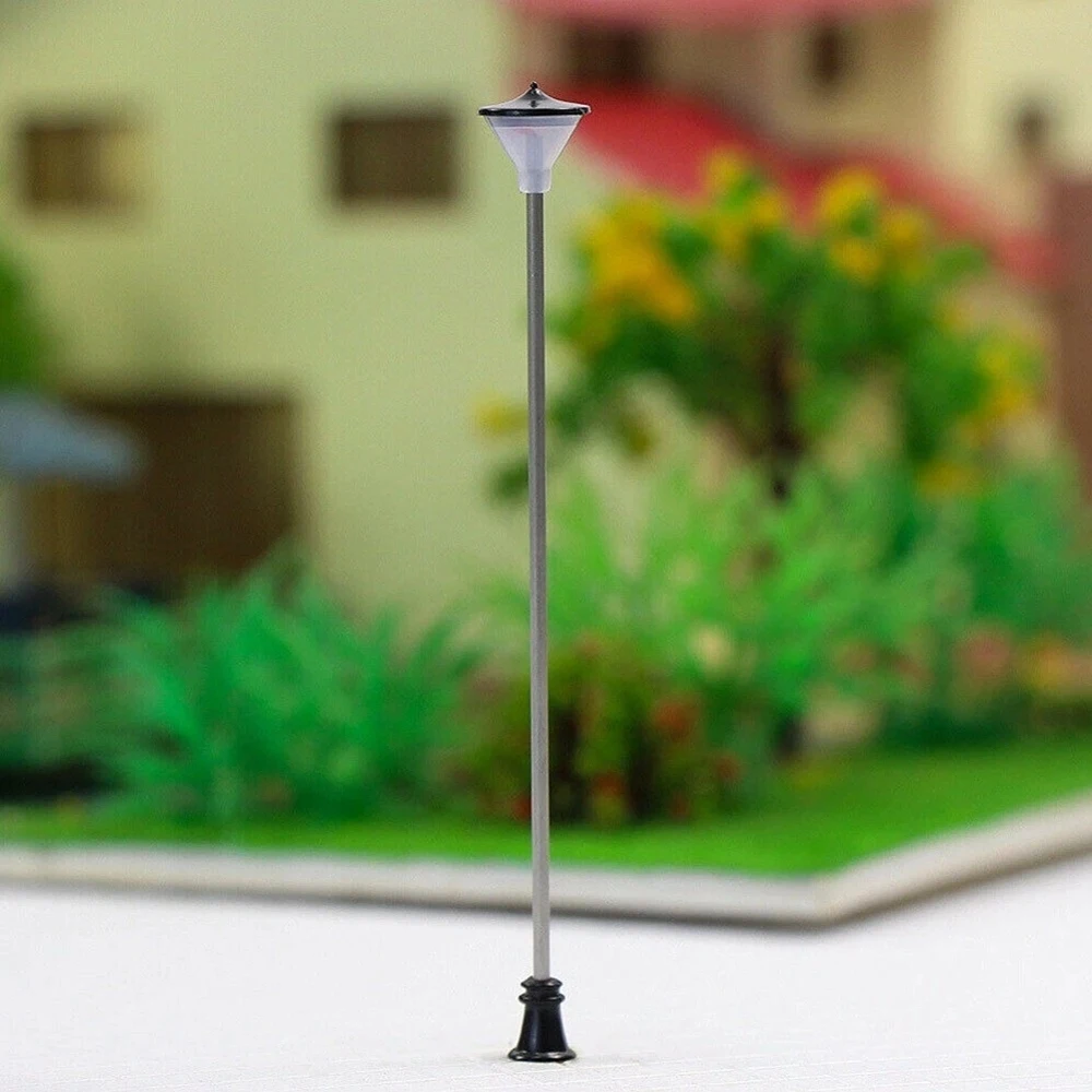 10 Stücke Modell Eisenbahn Straßenlaternen Warmweiß OO HO Maßstab Lampen Post 1:87 Straßenlaterne Einzelkopflampen Gartendekoration – Detail 3