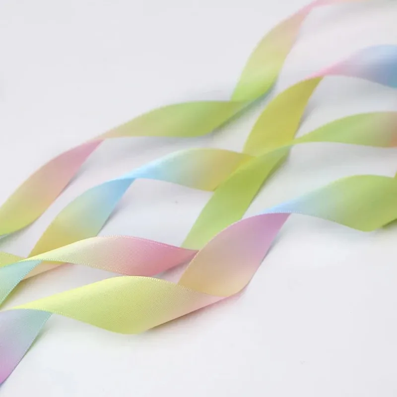 Grosgrain Ribbon 9/13//19/25/38/50/75mm (5Yard/lot) Gradient Colors Rainbow Printed Headwear Hair Bow Diy Party Decor