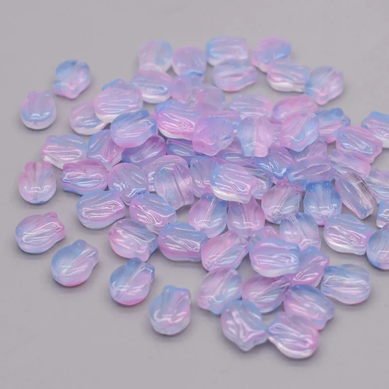 30pcs 9mm Multicolor Glass Tulip Flower Beads