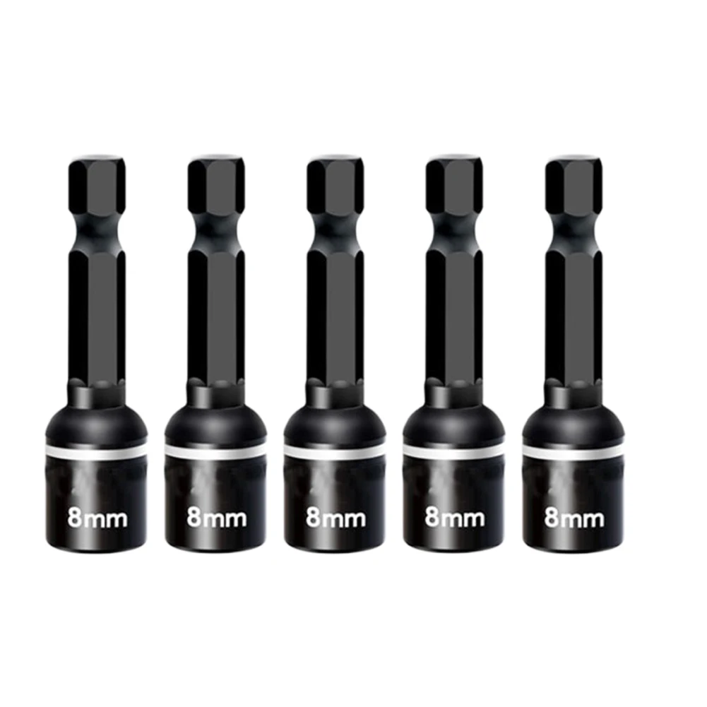 

5pcs 8x45mm Magnetic Nut Screwdriver Socket Wrench Bit Hex Shank Driver Adapter Hexagonal Shank Sleeve Power Tools Accessory