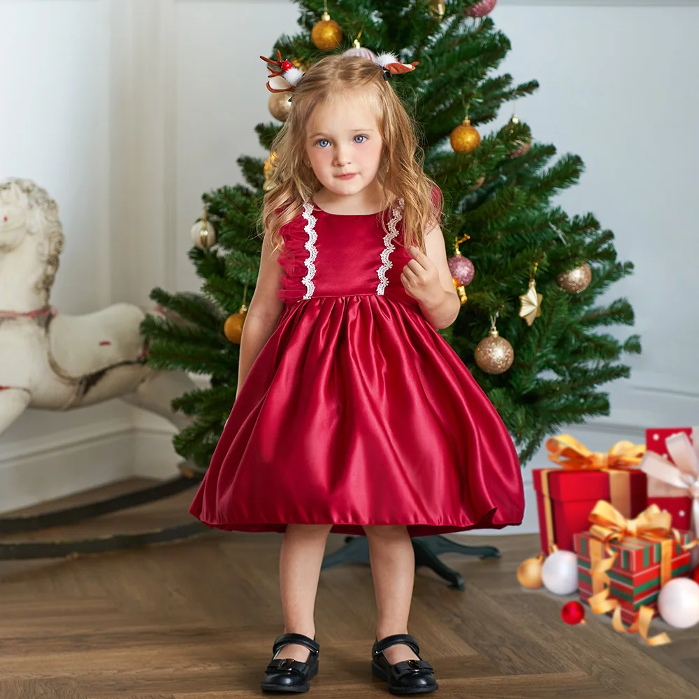 Vestidos de Navidad para niña pequeña, ropa de bebé roja, vestido