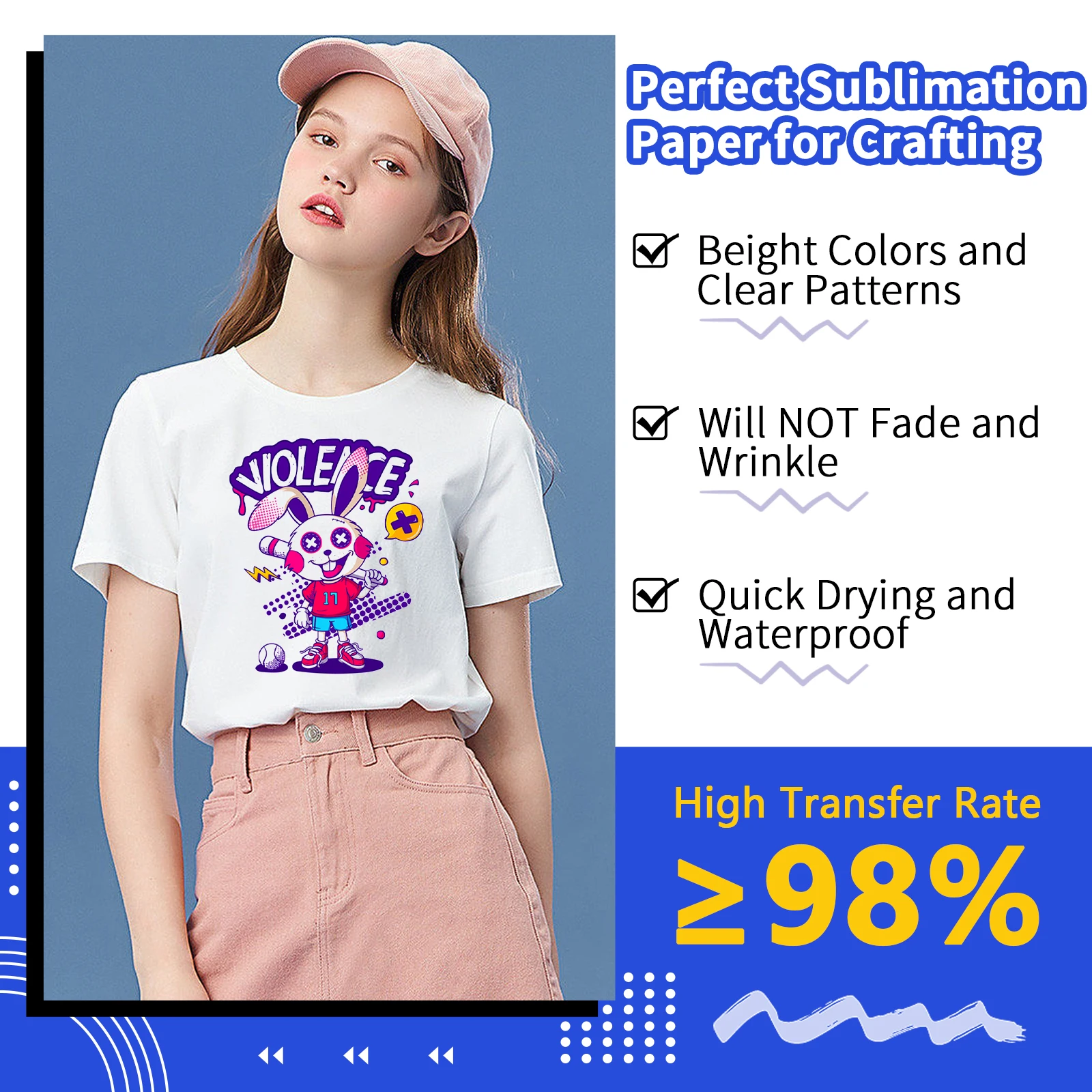 A4 승화 열 전달 용지, 폴리에스터 면 티셔츠 쿠션 직물 머그잔, 전화 케이스, DIY 인쇄 디자인