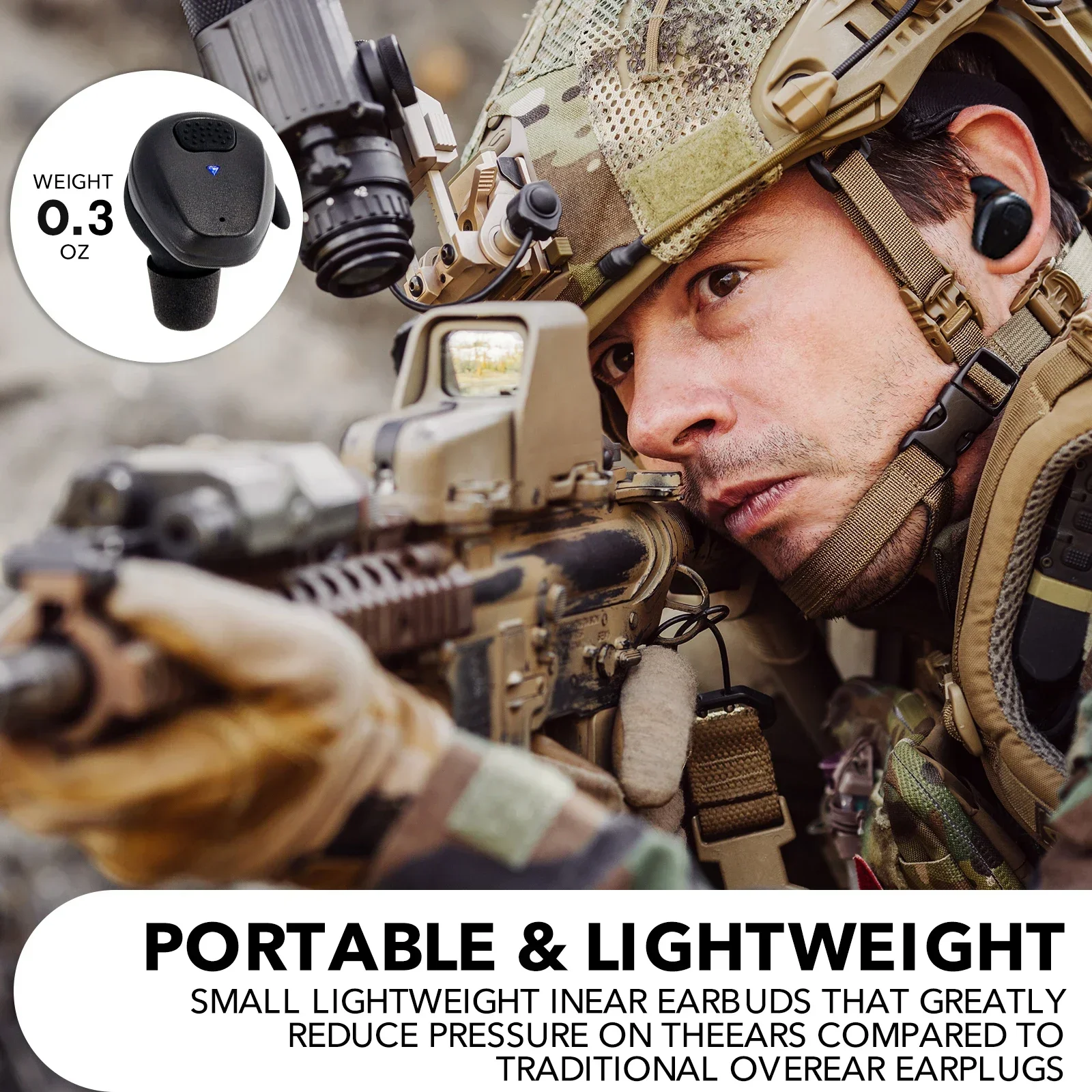 รูปสินค้า อุปกรณ์ป้องกันหูยิงปืน Bluetooth 5.3 ขยายเสียง 4 เท่า