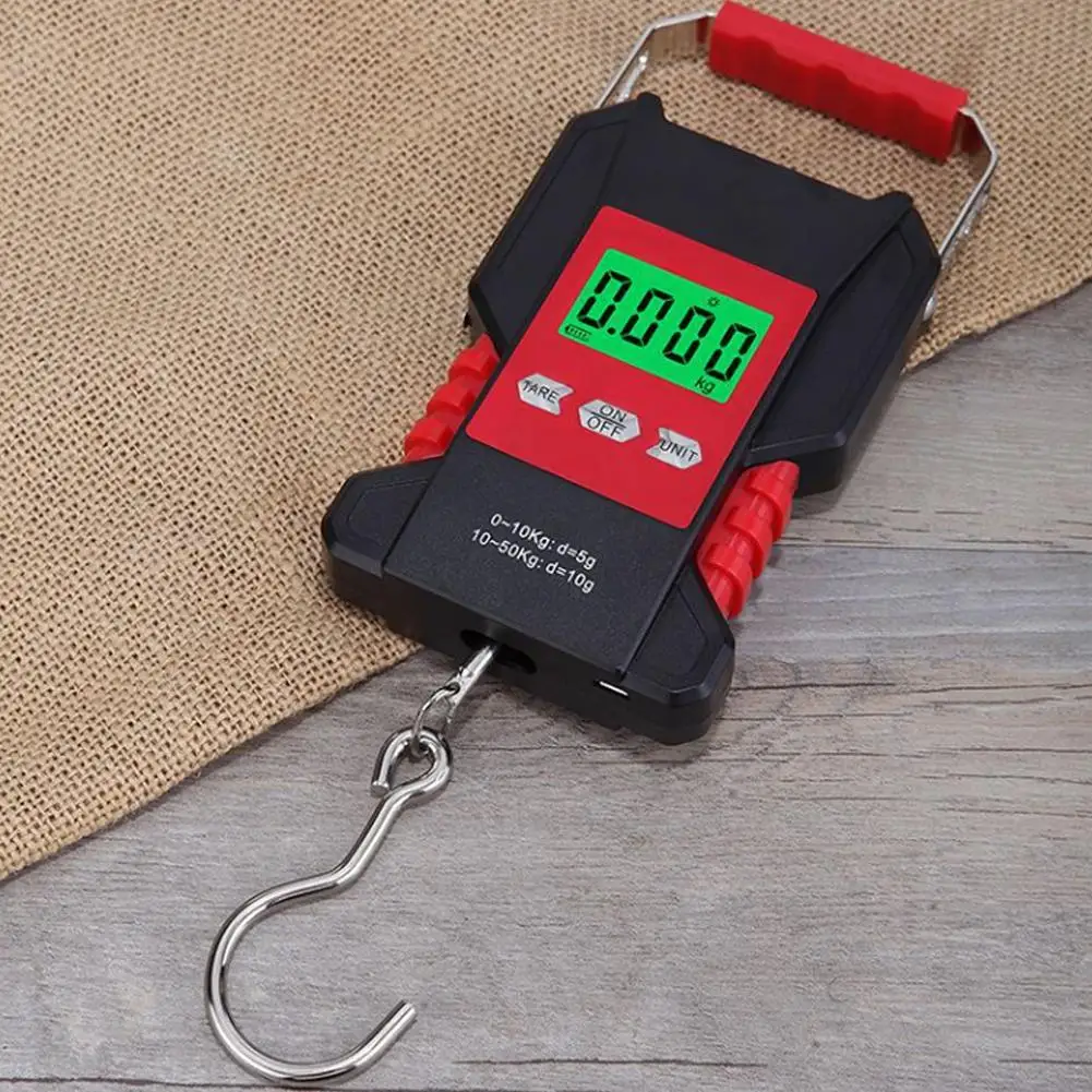 U50 50kg Portable Waterproof Fishing Scale Digital Recharged Hanging Hook Scales For Courier Luggage Home Weighing 1.5M Tap E9U9