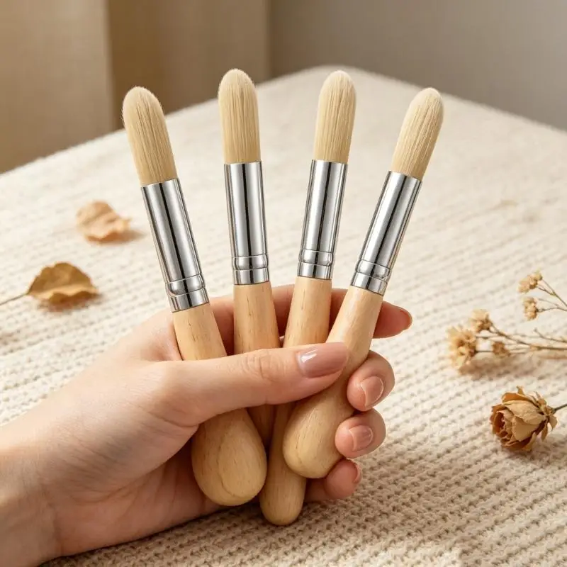 G6KF 예술가 급료 4PCS 페인트 붓 기름 수채화 물감 아크릴 등을 위한 나무로 되는 손잡이