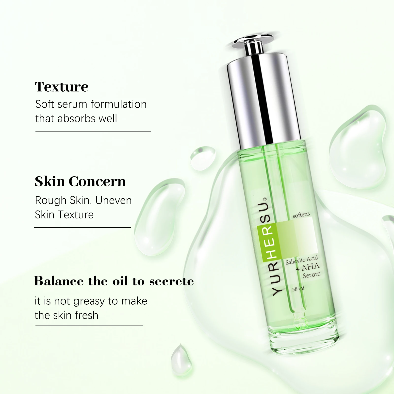 38ml Salicylic Acid Delicate Pore Facial Essence Hydrating Moisturizing Gentle Care Shrinking Pore Water Light Beauty Face Serum