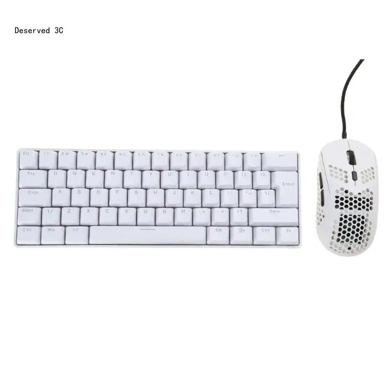 키보드 및 마우스 세트 기계식 키보드 세트 62키 RGB 6400DPI 마우스(패드 포함)