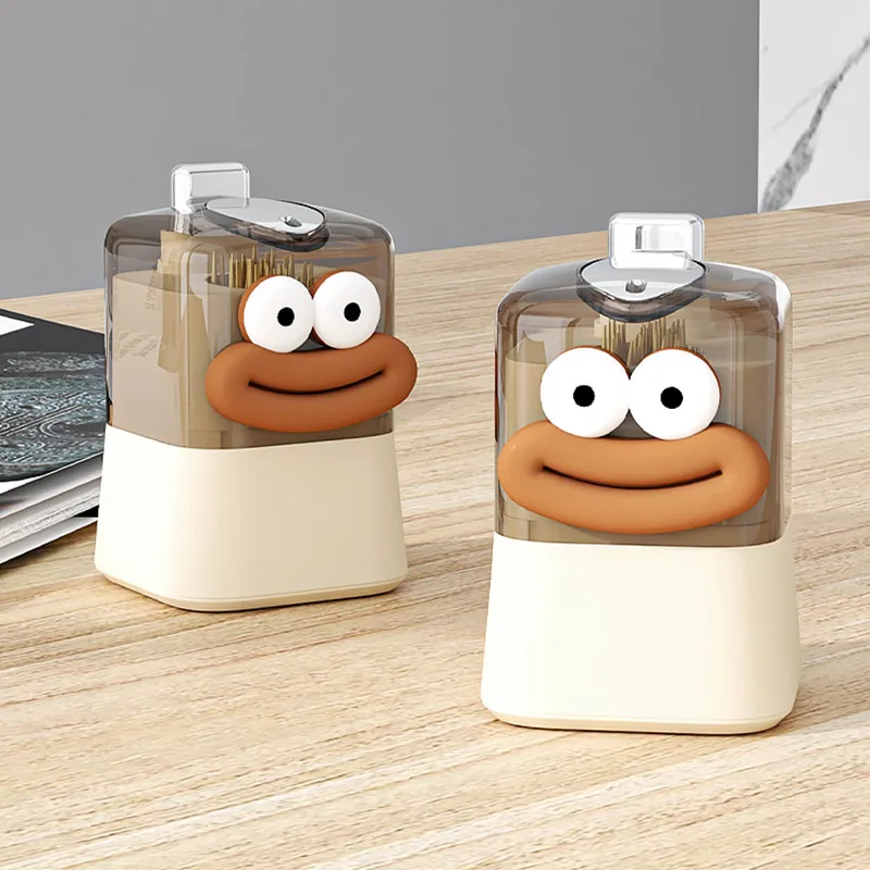 Description Picture 4 of itemFunny Toothpick Storage Box Automatic Pop-up Toothpicks Holder Home Dining Room Push-type Tooth Pick Desktop Organizer