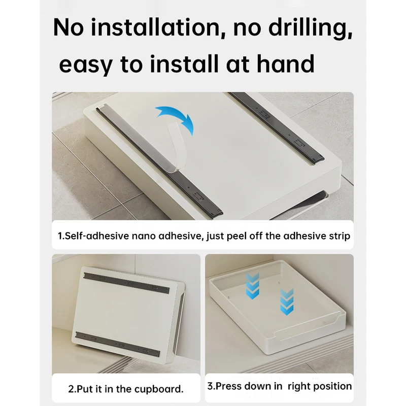 Kitchen Storage Box with Sliding Rail Pull-out Cabinet Storage Rack Spice Pantry Shelves Drawer Kitchen Organizer Basket