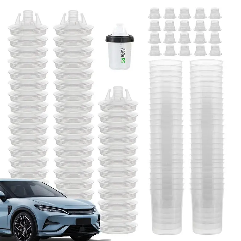 Automotive Paint Mixing Cups Car Painting Kit With Clear Scale Paint Tools & Equipment With 50 Cup & Lids System Spray Guns
