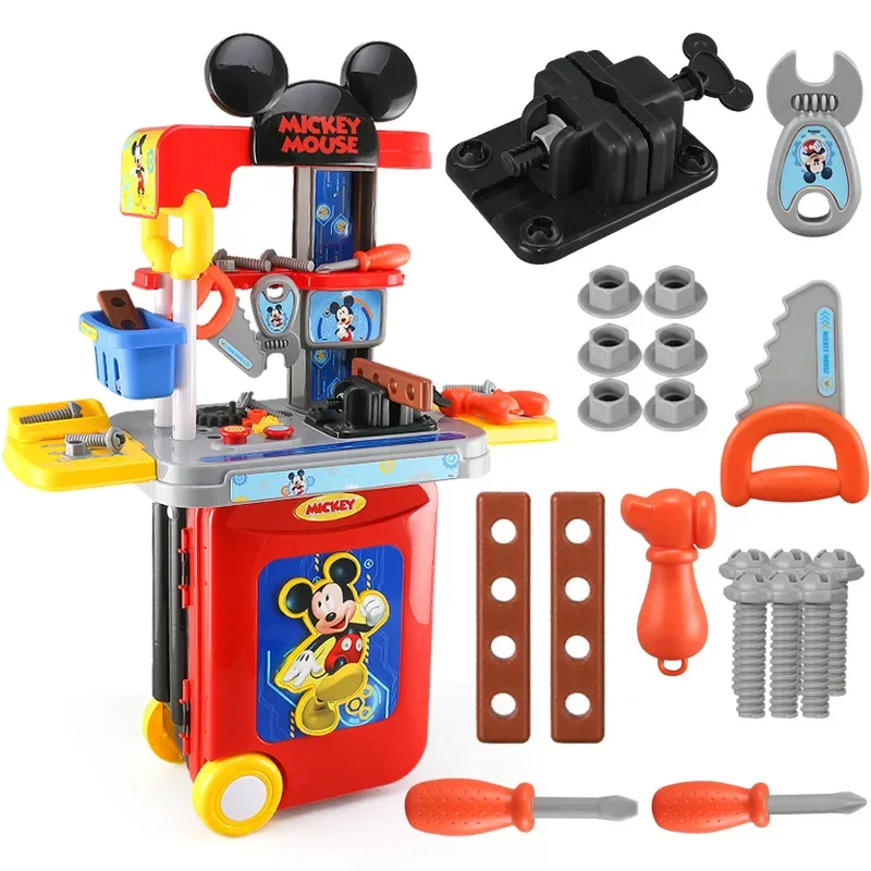 Disney 3 in1 Mickey Mouse trolley case Children's Toolbox Toy Set boy kids tools play house set kids toys for boy birthday gift 3