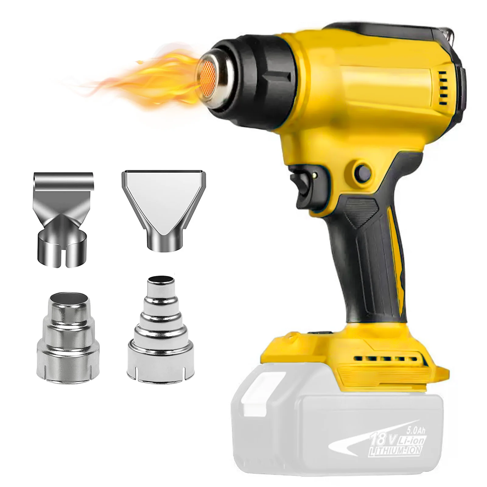 Cordless Hot Air Gun Compatible with Dewalt 20V Battery 550&deg;C Handheld Heat Gun with 3 Nozzles for DIY Crafts (Tool Only) hot air gun heat gun