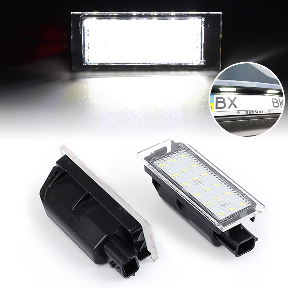 LED Plaque D'immatriculation Pour Renault - Blanc 6000K, 18 SMD, Canbus Sans Erreur - Megane, Clio, Twingo
