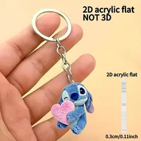 Disney Licensed Stitch Acrylic Ornament - Heart Shape Keychain for Bags/Car Keys, Holiday Gift for Valentine/Christmas/Birthday