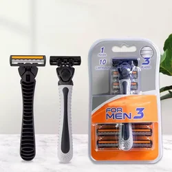 Men's Three-Layer Reusable Razor with Imported Blade and Multi-Tool Head (Brown)