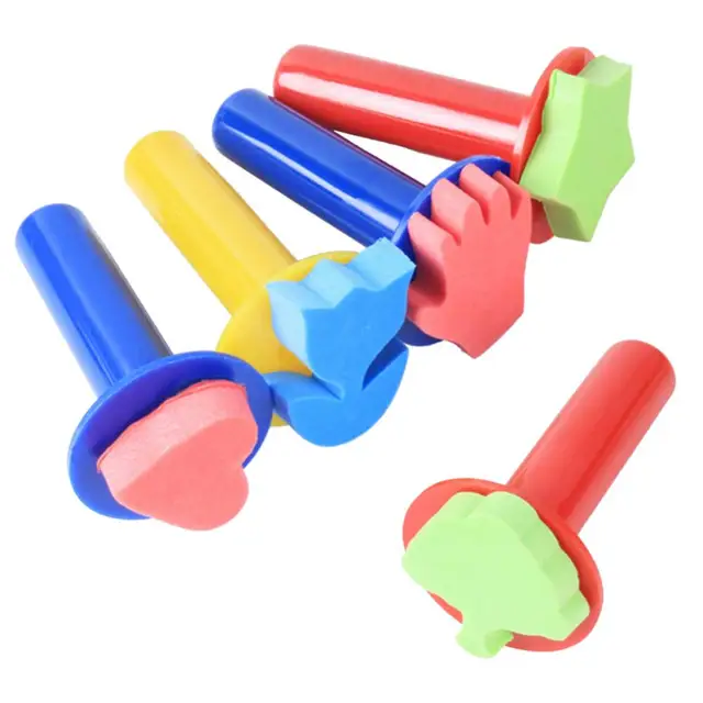 Convenient Cleaning Plastic Handle Kids Art DIY Painting Stamps for Indoor 3