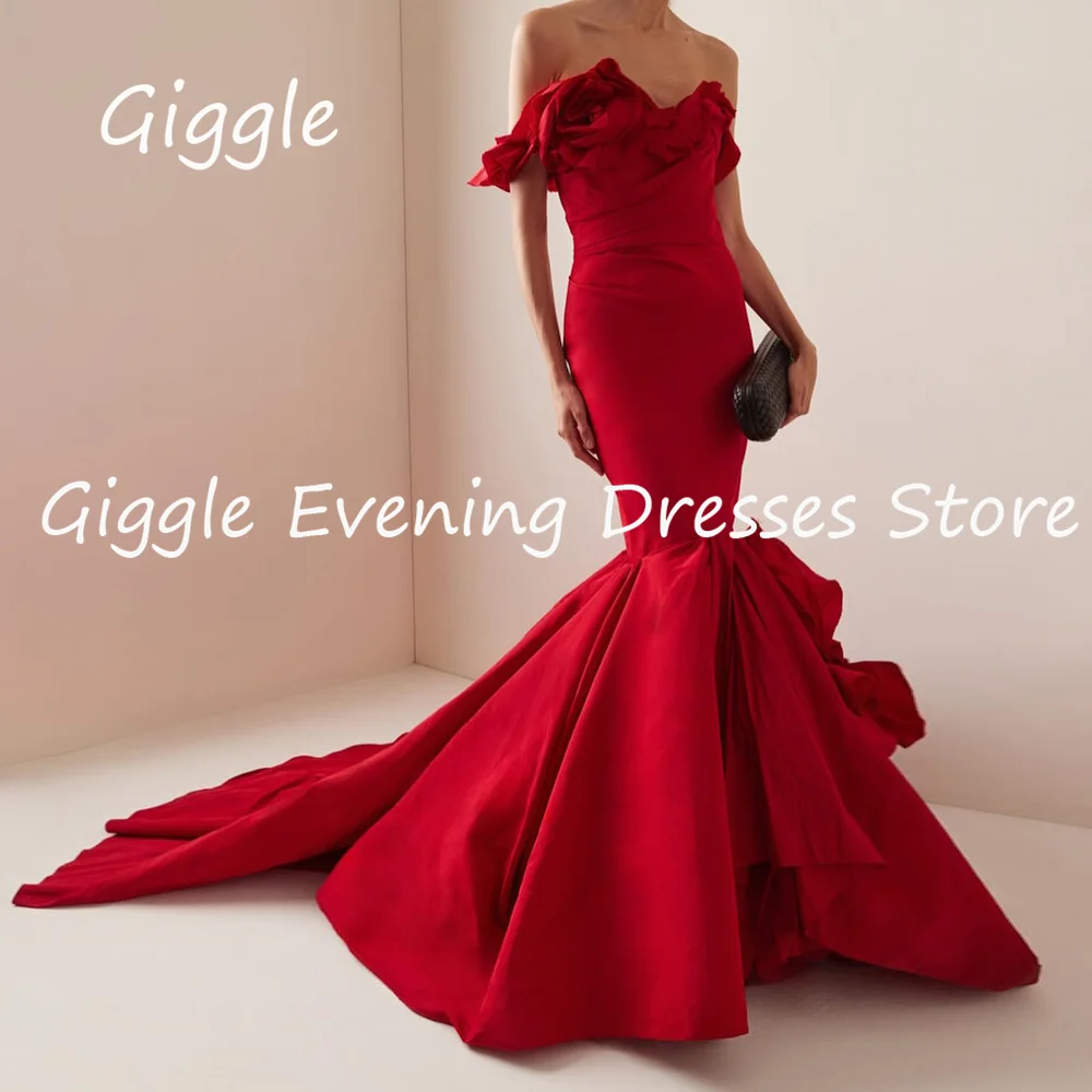 

Giggle Satin Mermaid V-neck Ruffle Formal Elegant Prom Gown Floor-length luxury Evening Pretty Party Dresses for Women 2023