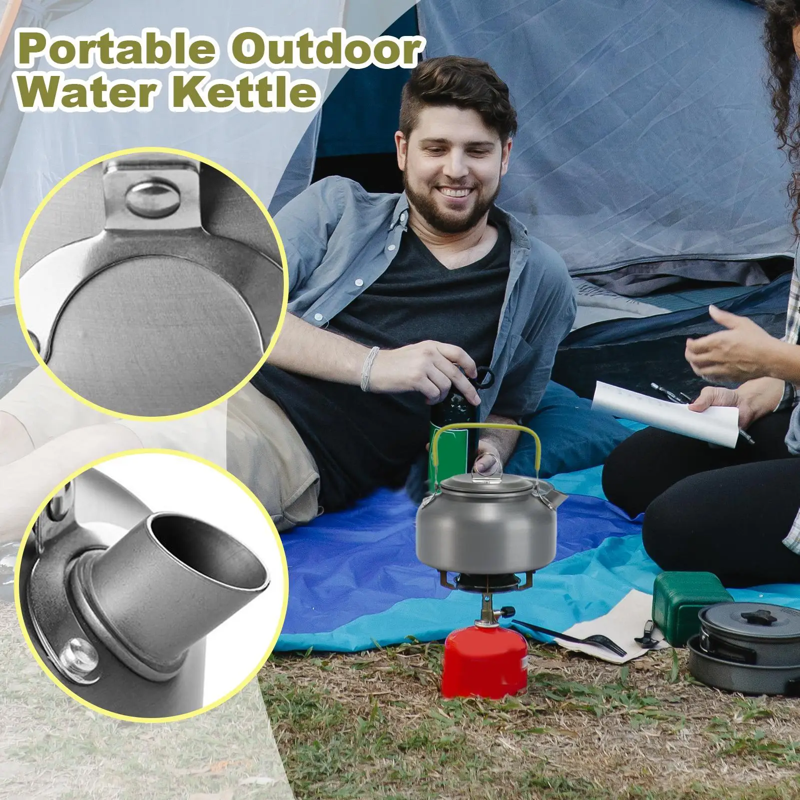 Camping Tea Kettle 1.8L Aluminum Alloy Camping Pot Kitchen Accessories For Offices Home Backyard Kitchen Farm Patio Garden