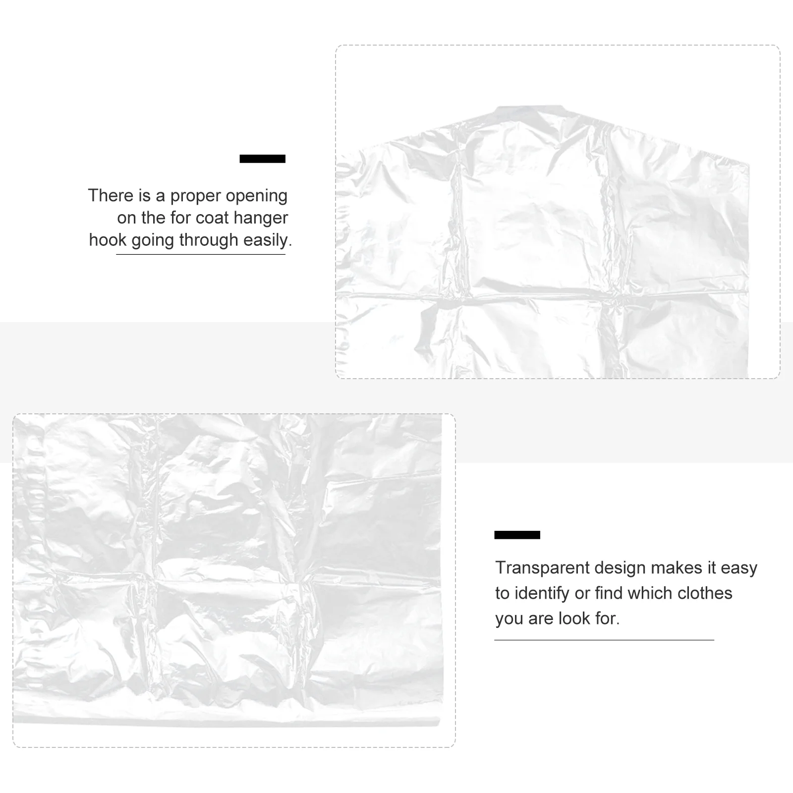 60x90cm Clothes Dust Cover Clear Plastic Garment Bags Disposable Dustproof Storage Bags for Home Shop Outdoor 3