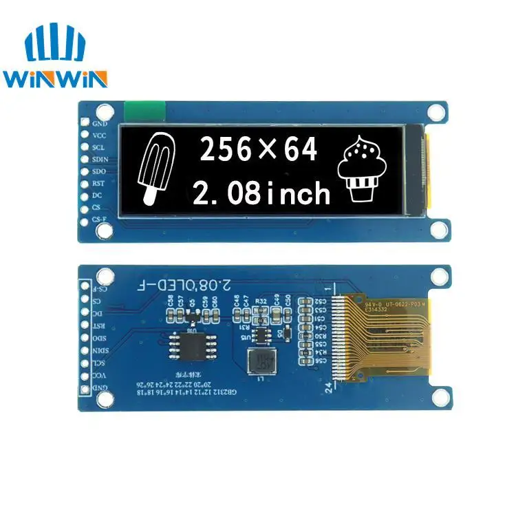 

Real OLED Display 2.08" 256*64 25664 Graphic LCD Module White Display Screen LCM Screen SH1122 Controller Support SPI / I2C IIC