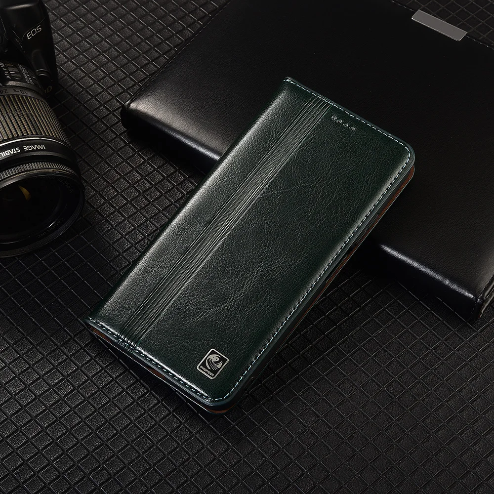 Elegant Vertical Line Leather Flip Case with Card Holder
