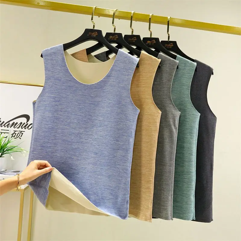 

Men Winter Thermal Underwear Tops Body Sleeveless Vest Invisible Thermo Warmer Soft Clothes Comfortable Large Size J12