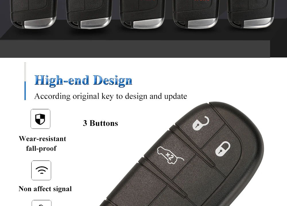 Keyforkess 2/3/4/5 pulsante Smart Remote Key Fob Fob 433MHz per Jeep Grand Cherokee 2013-2020 ID46 pcf7945 7953 portachiavi auto - Sc3e0905fbb9a440f830c113c6cdec0e9V