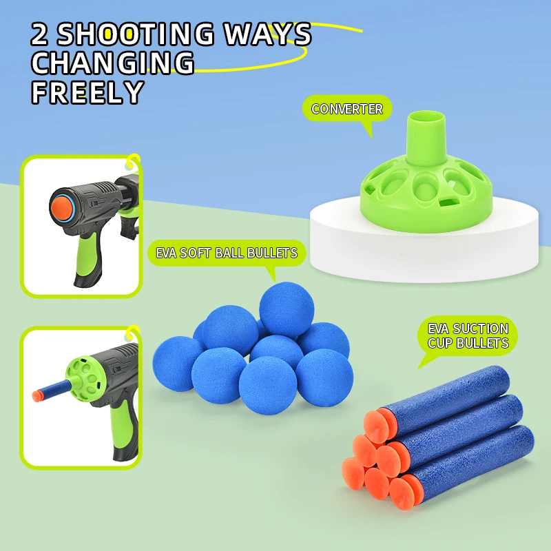 Air Powered Children Interactive Aerodynamic Gun EVA Soft Bullet Air Shoot Gun Desktop Indoor Outdoor Shooting Game for Kids 2