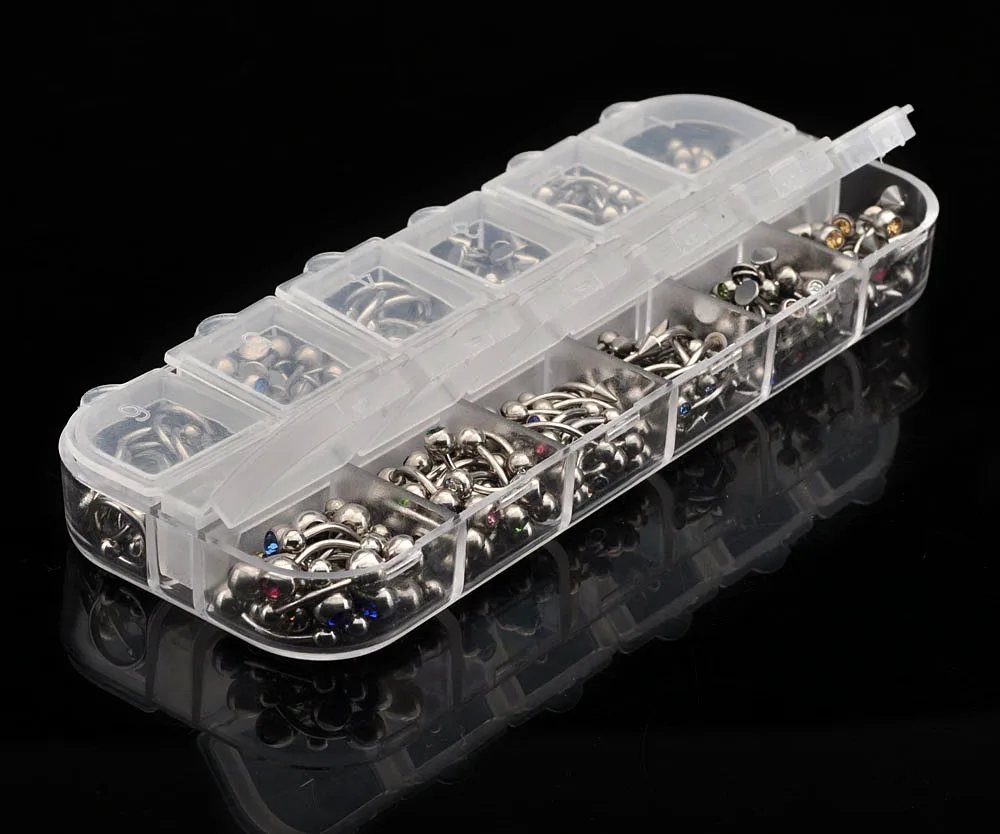 120Pcs Mix Body Piercing Jewelry Lot Stainless Steel Nose Ear Belly Lip Tongue Ring Captive Bead Eyebrow Bar Piercing Lot Jewelr