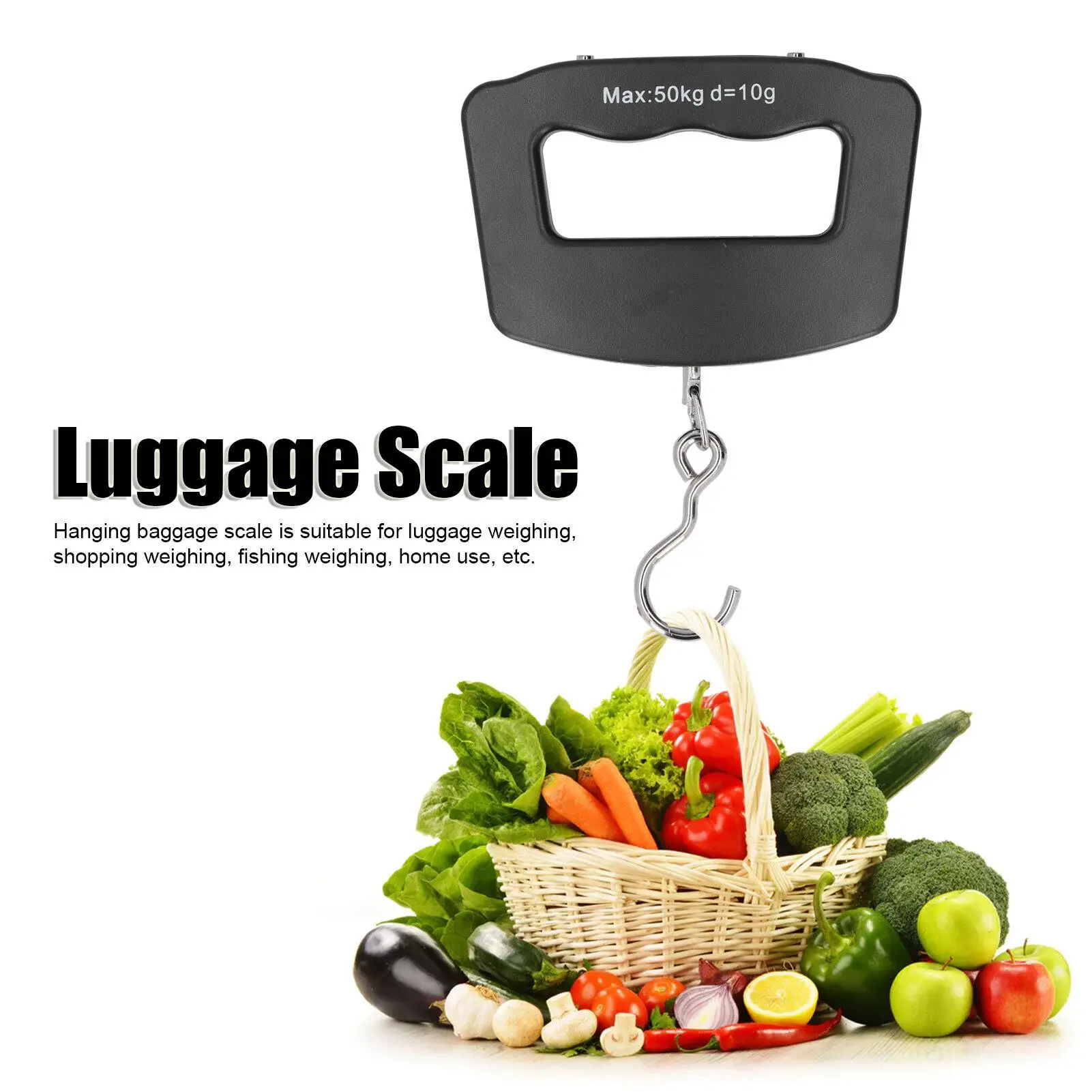 50kg Digital Hanging Scale with Hook-LCD Display, Unit Conversion Electronic Hook Scale for Fishing & for shopping