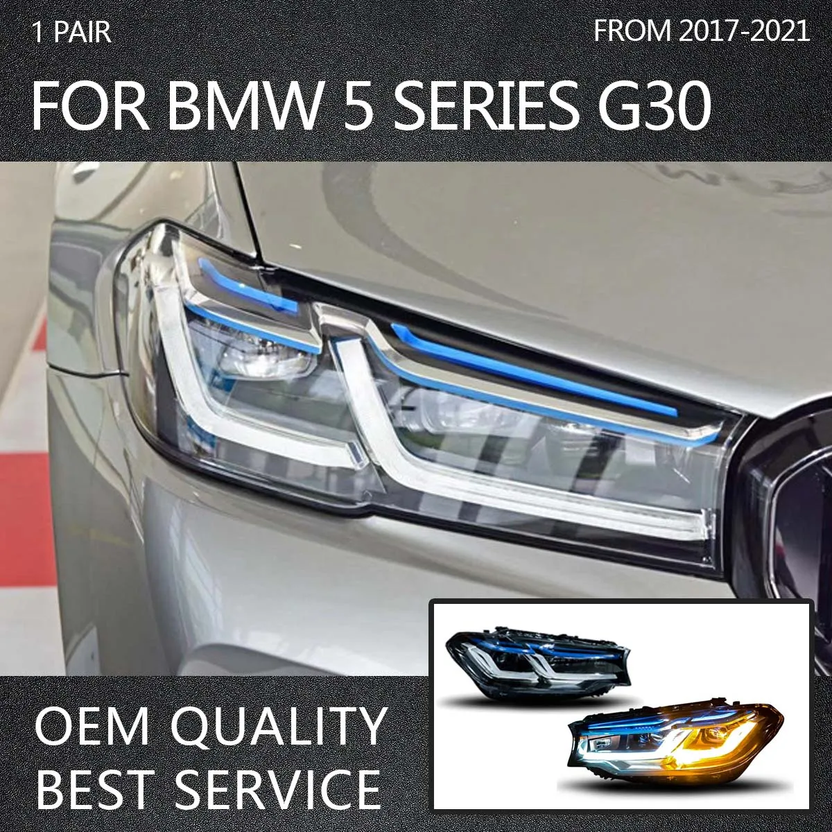 

Автомобильные фары для BMW G30 светодиодный, фары, объектив проектора 2017-2021 5 серии 530i 525i, передняя фара DRL, сигнал, автомобильные аксессуары