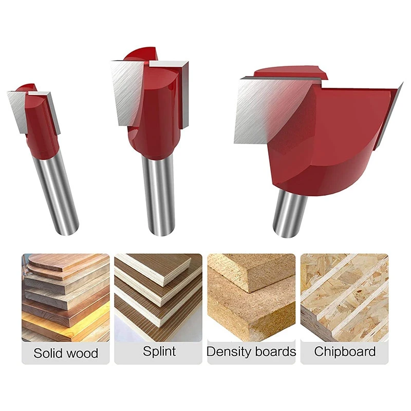 3Pcs Cleaning Bottom Router Bit Set 6mm Shank Double Flute Carbide Cutter Flat Spoilboard Surfacing Planing Tool