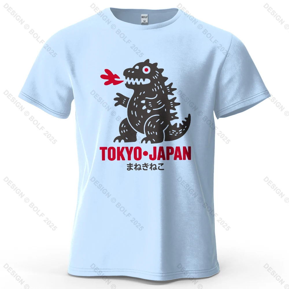 Tokyo Dinosaur Printed Oversized Cotton T-Shirt - Harajuku Graphic Streetwear Tee