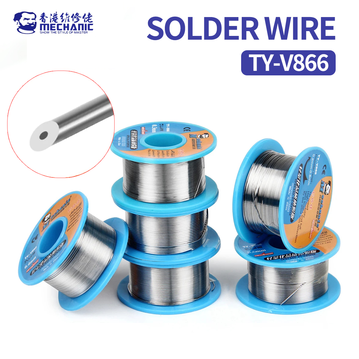 MECHANIC TY-V866 0.2-1.0mm Rosin Core High Purity Solder Wire 183Â°C for Mobile Phone Motherboard Repair Welding Solder Wire Tool
