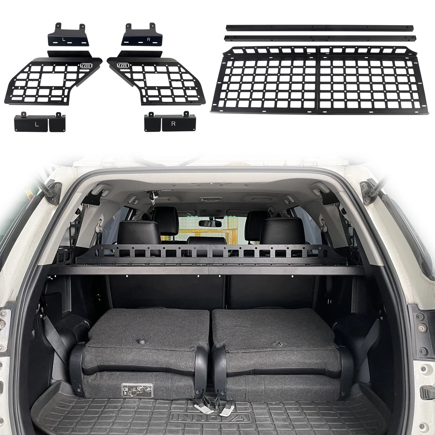 

For Toyota Fortuner 2016-2022 Modular Storage Panel Shelf Modification Rear Trunk Debris Rack Molle panel Rack Organizer 1 Set