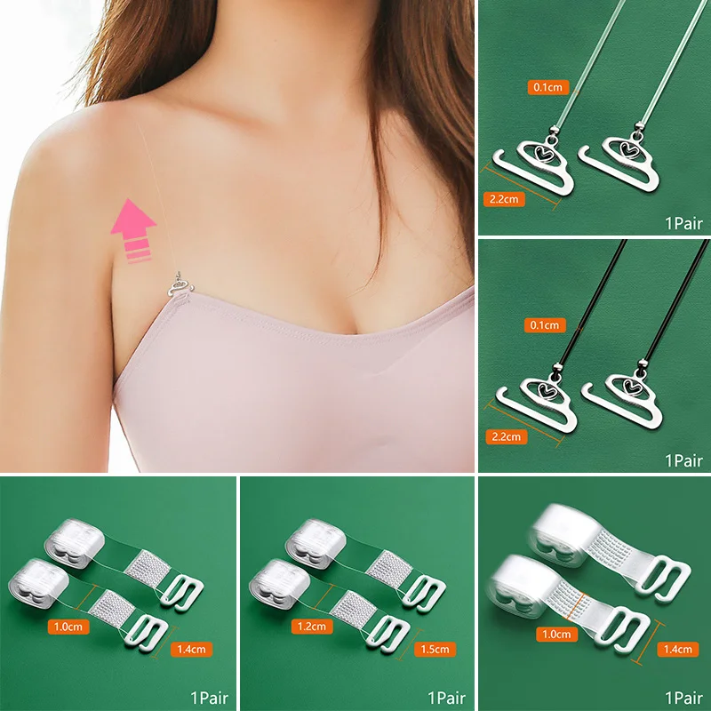 

1 Pair Women Transparent Bra Strap Silicone Bra Accessories Shoulder Strap Adjustable Transparent Hook Invisible Straps
