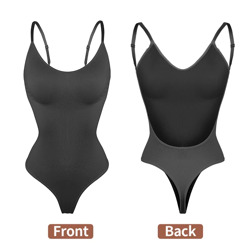 Thong Bodysuit Shaperwear for Women Tummy Control Body Shapers Belly Trimmer Sculpting Waist Trainer Backless Tank Tops
