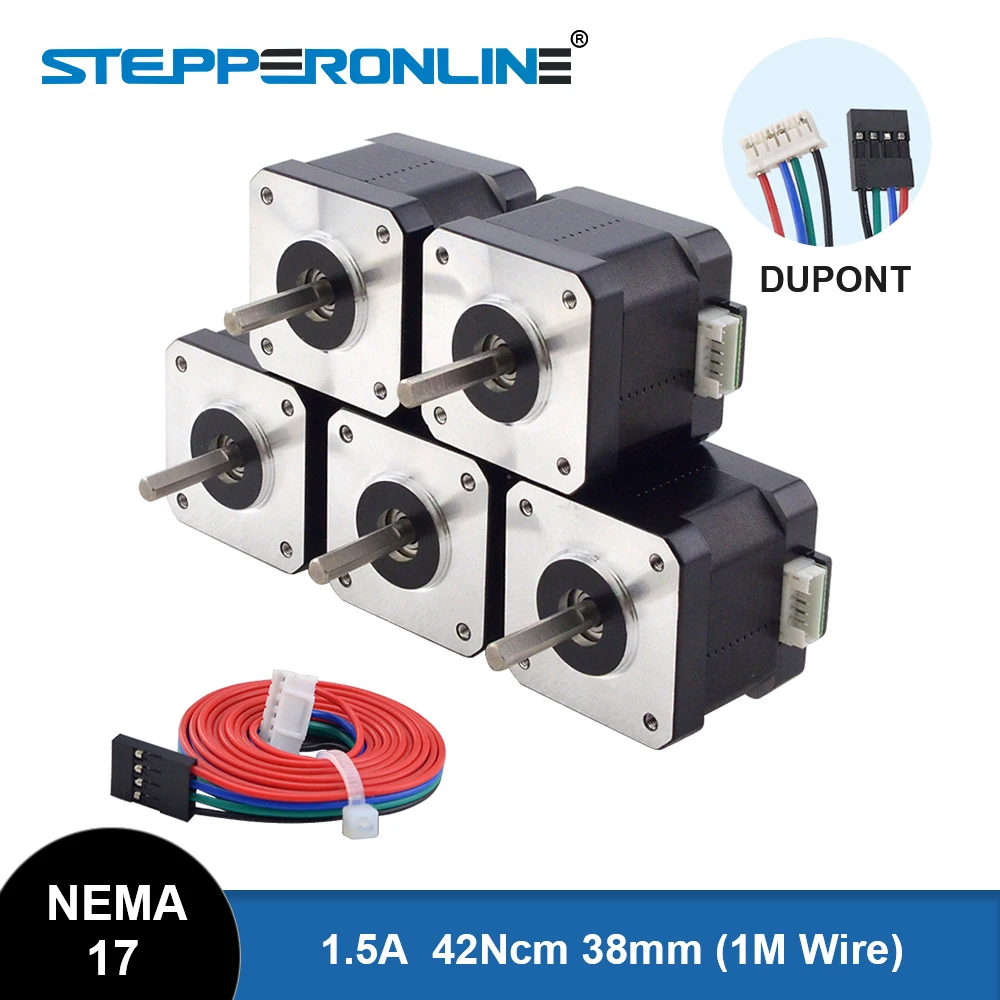 Stepperonline Motore Passo-Passo Nema 17 38Mm 42 Motore 42Ncm 1.5A Nema17 Stepper A 4 Derivazioni Per Stampante 3D Cnc Xyz