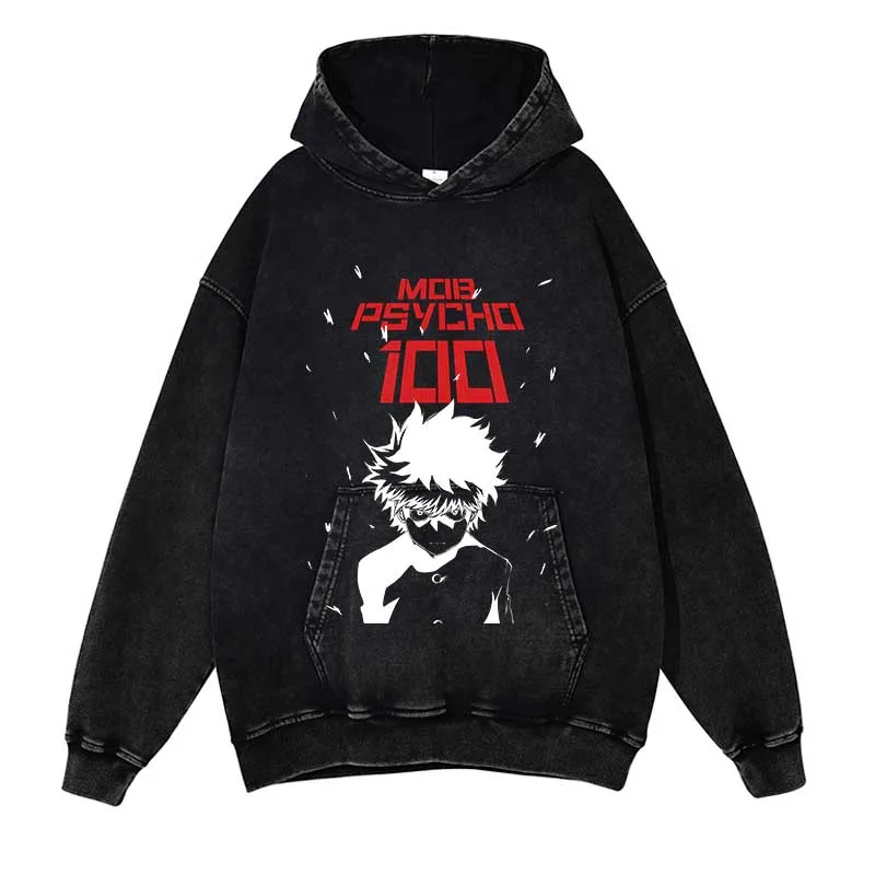 

Cartoon Pattern Mob Psycho 100 Hoodie New Anime Sweatshirt Men Long Sleeve Hoodies Hip Hop Washed Vintage Cotton Hoodies