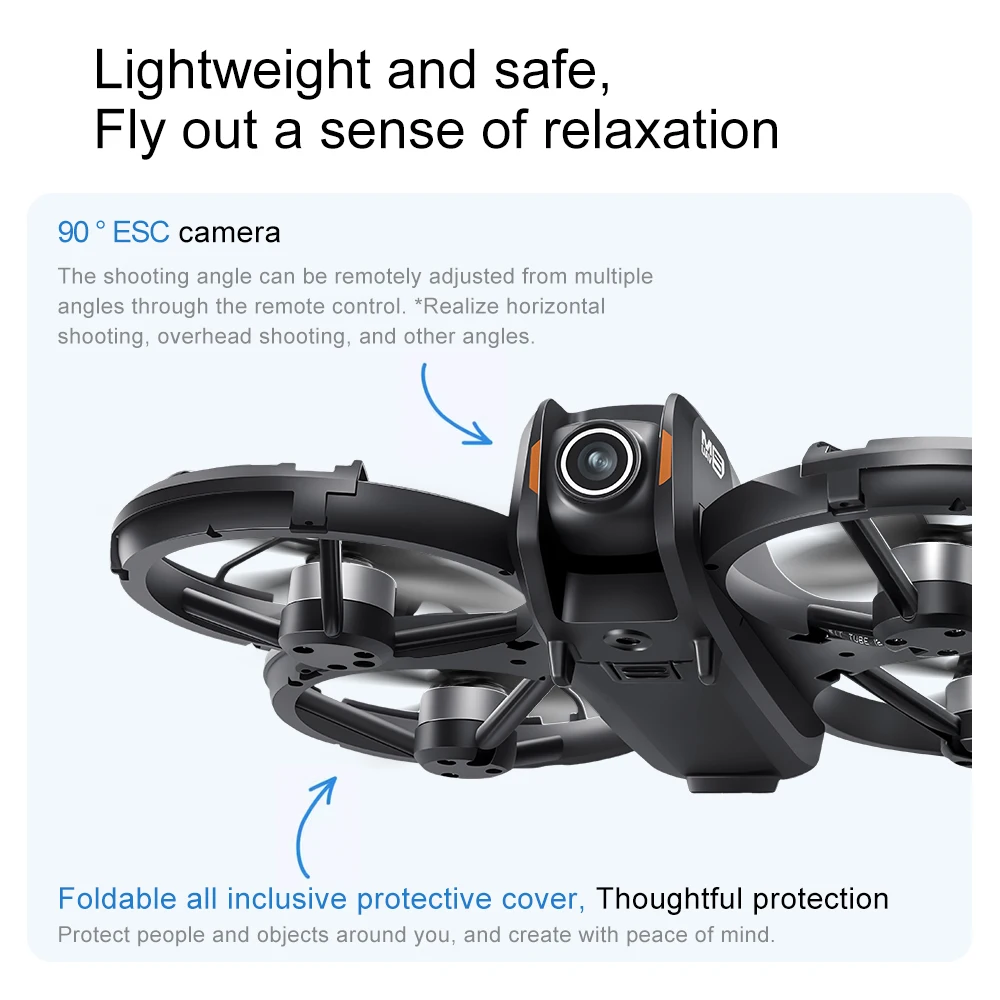 Drone Lenovo M5 8K en vol avec écran de contrôle 4,3 pouces affichant la vue caméra