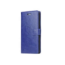 Vintage Leather Flip Wallet Phone Case with Card Holder - Stylish Retro Business s Coque for Case add Glass Film (Navy Blue)