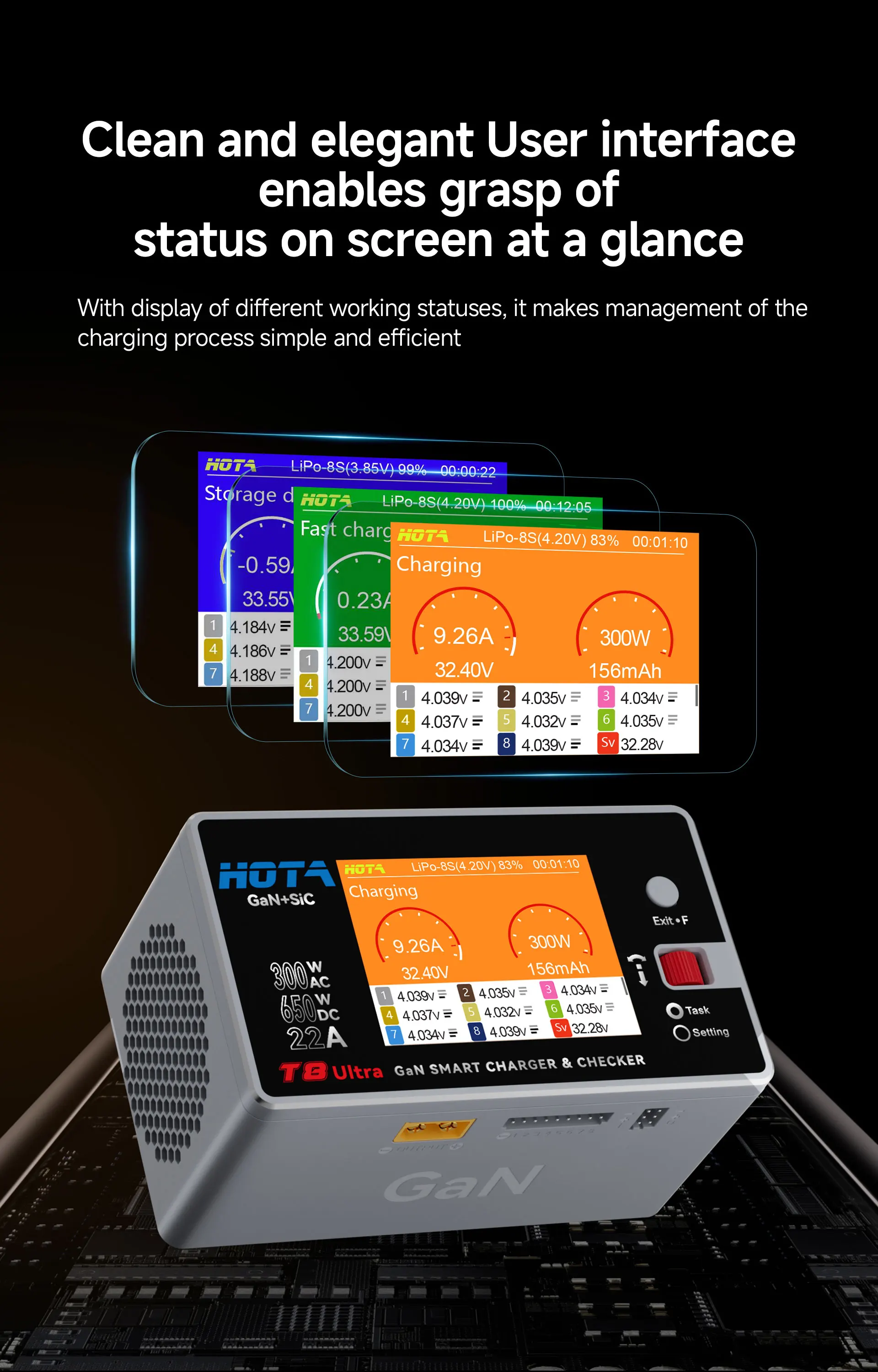 HOTA T8 Ultra GaN Smart Charger, 650W AC/DC for 1-8S LiPo Li-ion Battery Charger 7 Sc3e178714f00487485e6673c8d62f0f7p