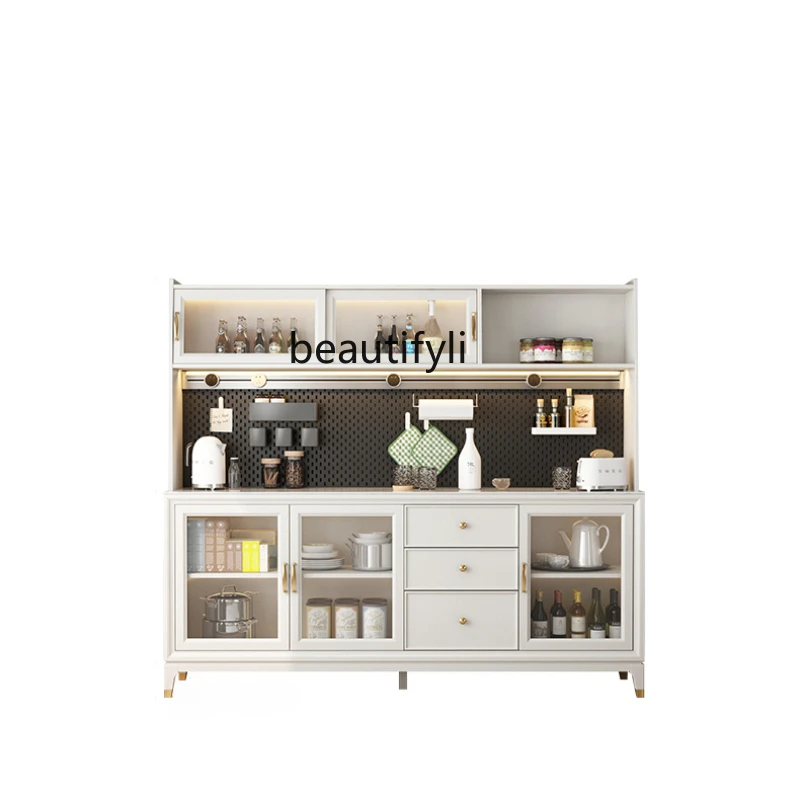 

Wood Stone Plate Wire-Wrap Board Light Luxury Multi-Functional Tall Wine Cabinet Wall Household Dining Side Storage Tea Cabinet