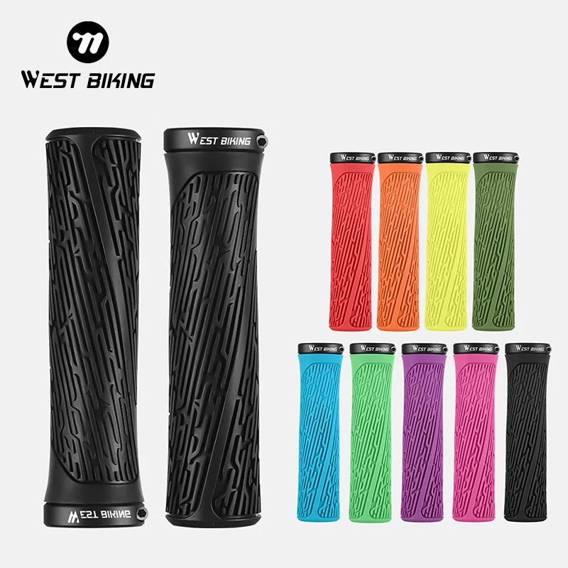 WEST BIKING Bicycle Handle Bar Grips MTB Bike Handlebar Cover Plug Rubber Non-slip Shock Absorption Grips Cycling Accessories