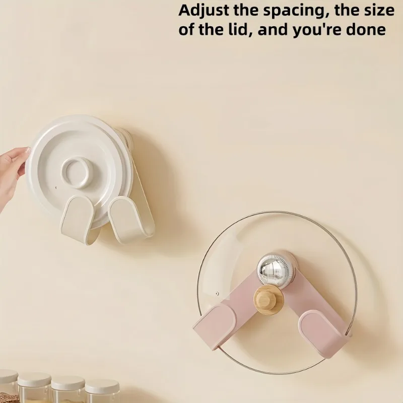 Kitchen Rotating Suction Cup Pot Lid Rack Chopping Board Hanger Cutting Board Hooks Punching-free Wall Mounted Shelves