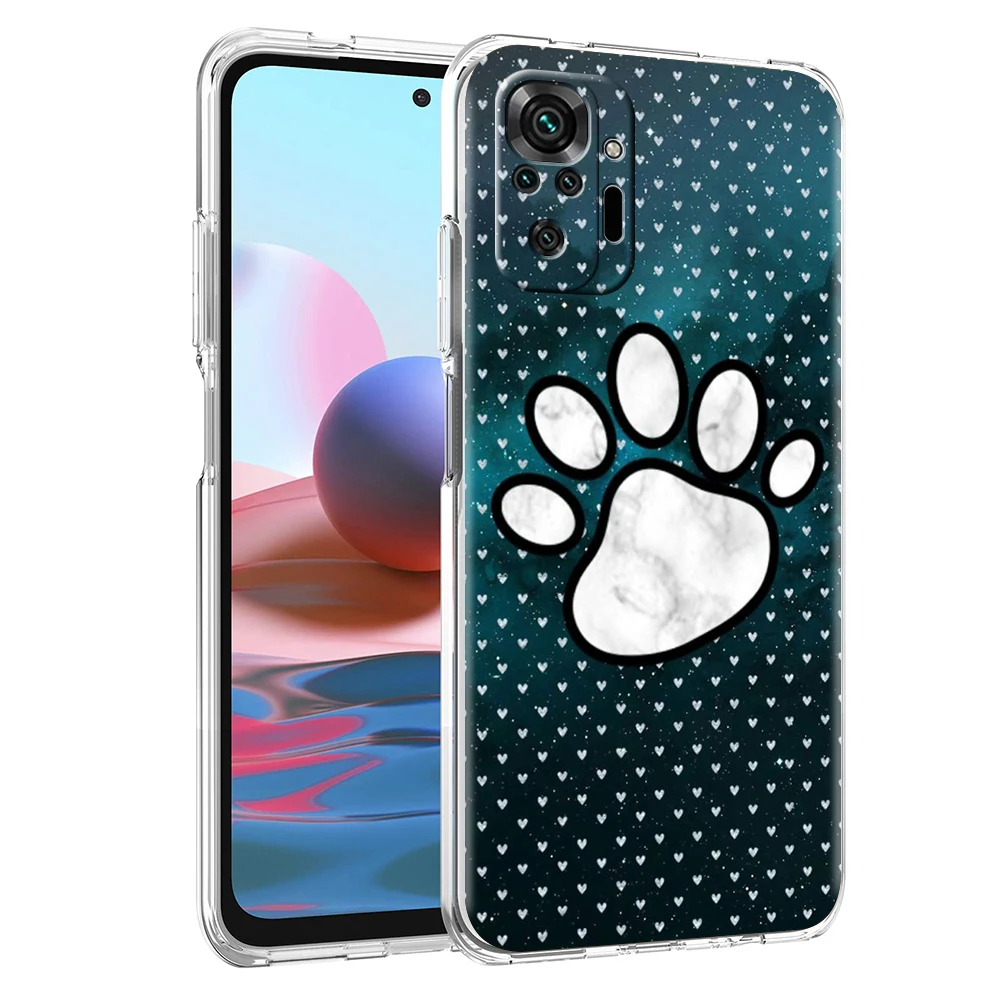 Hund Fußabdruck Pfote süße Handyhülle für Redmi 12 Note 10 11 11T 7 8 8T 9 K40 Gaming 9A 9C Pro Plus 5G transparente Shell-Taschen – Detail 6
