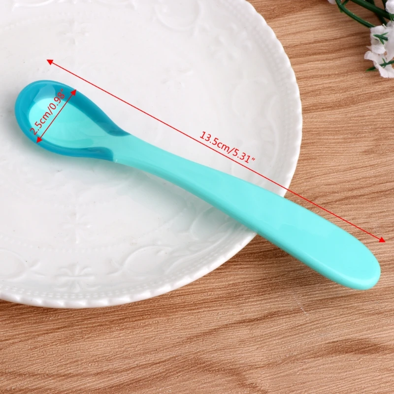 Silicone feeding spoon silicone cutlery set learning spoons baby cutlery Soft silicone baby feeding spoon candy color temperature sensing spoon children baby spoons feeding dishes feeder