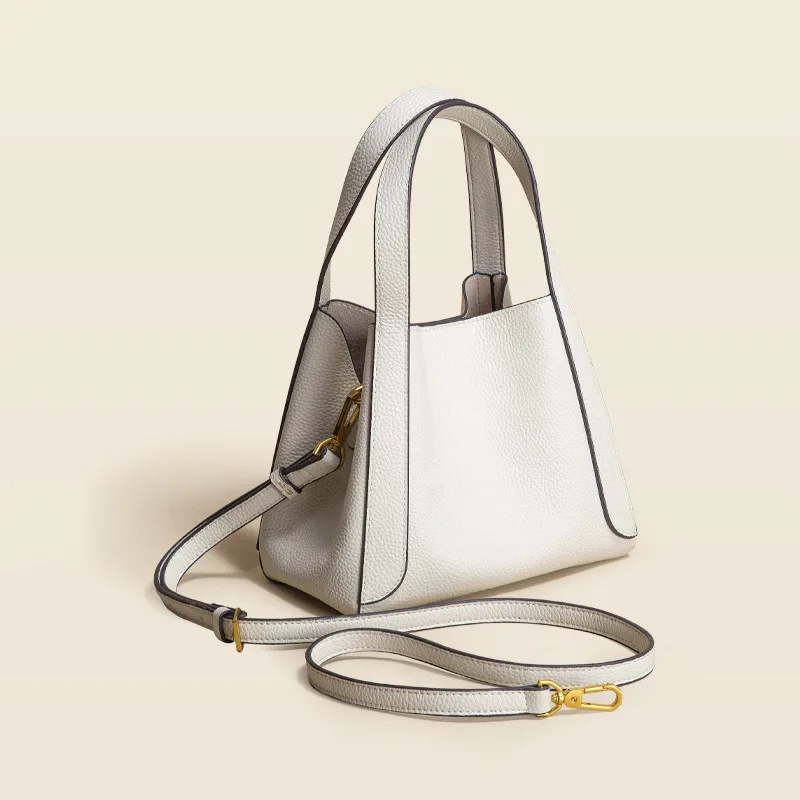 Real Leather Bucket Bag for Women's Large Capacity  New Lady Commuter Basket Bag
